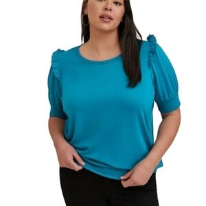 TORRID Womens French Terry Crew Neck Sweater Size 2 Lightweight Short Sleeve.